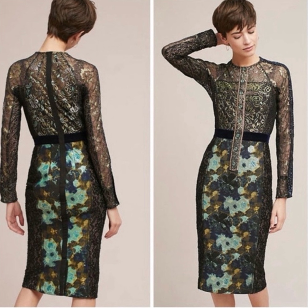 Elegant Lace Floral Dress Anthropology by Byron Lars Size 2